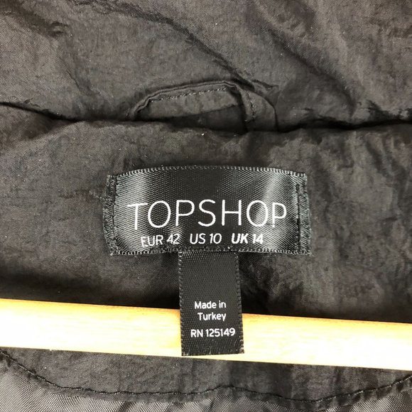 Topshop Women's Size 10 Yellow White Black Tiger Print Chain Link Puffer Jacket - Picture 8 of 9